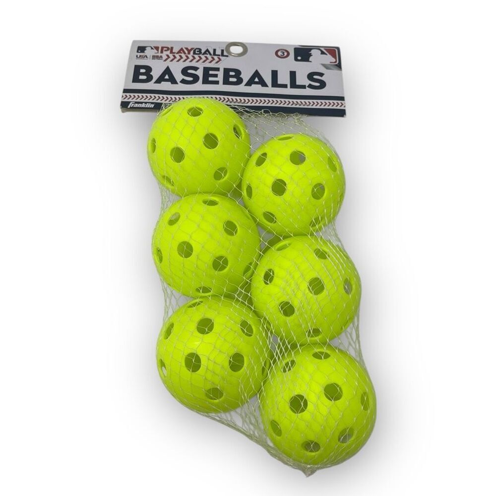 Franklin Sports MLB Playball 90mm Plastic Ball 6 Pack Neon Yellow/Green New NIP